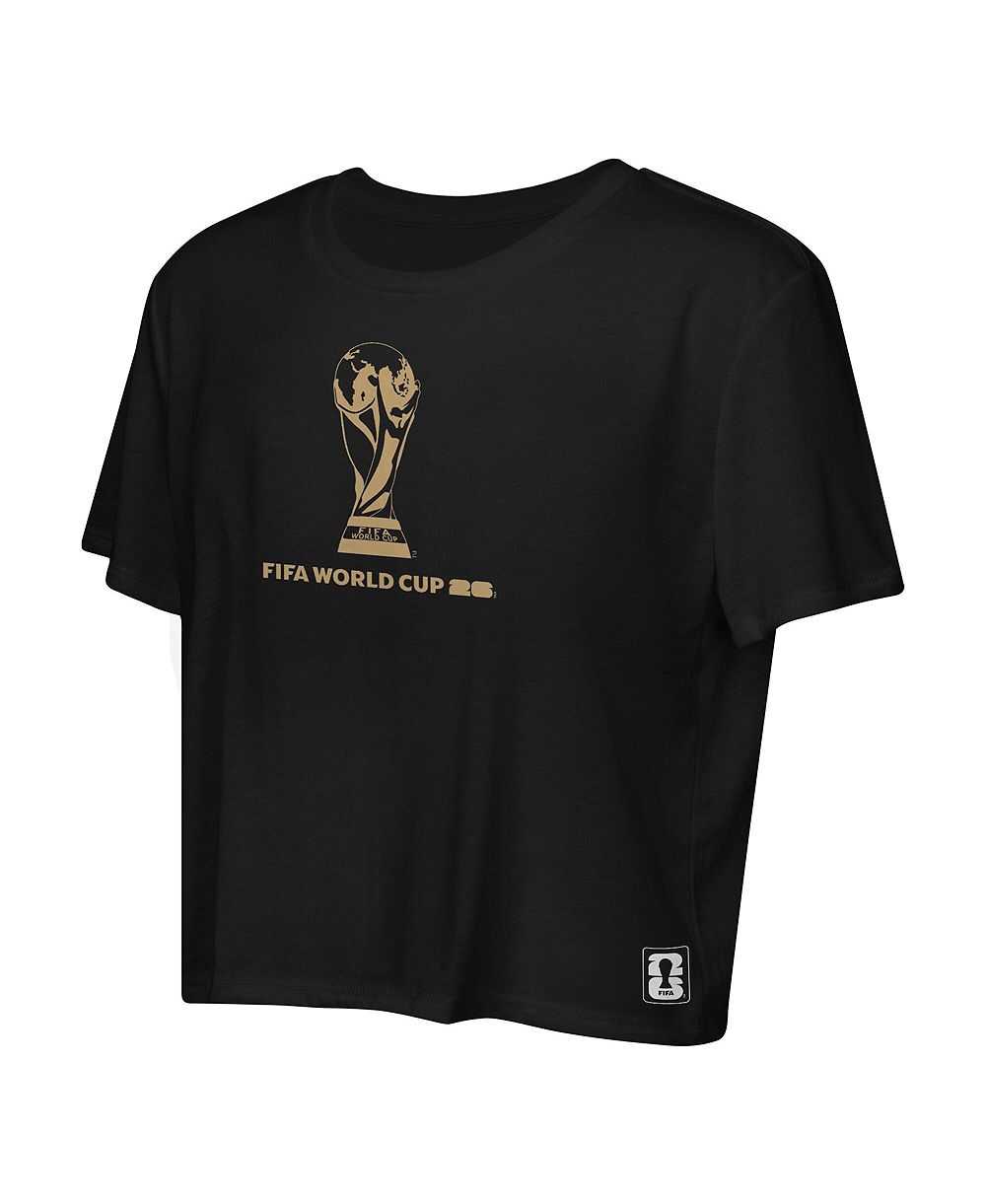 Outerstuff Women's Black FIFA World Cup 2026 Cropped World Trophy T-Shirt