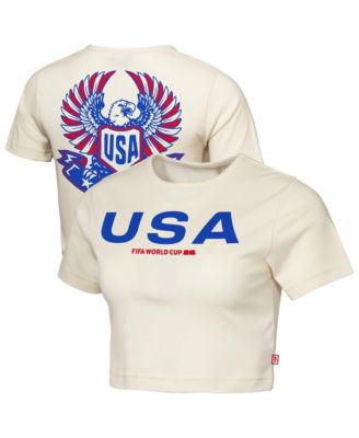 Женская укороченная футболка Outerstuff USA FIFA World Cup 2026 Elote Squad натурального цвета