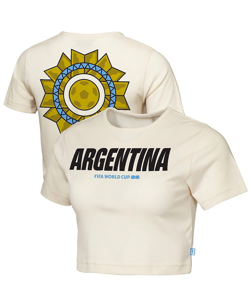 Outerstuff Women's Natural Argentina FIFA World Cup 2026 Elote Squad Cropped T-Shirt