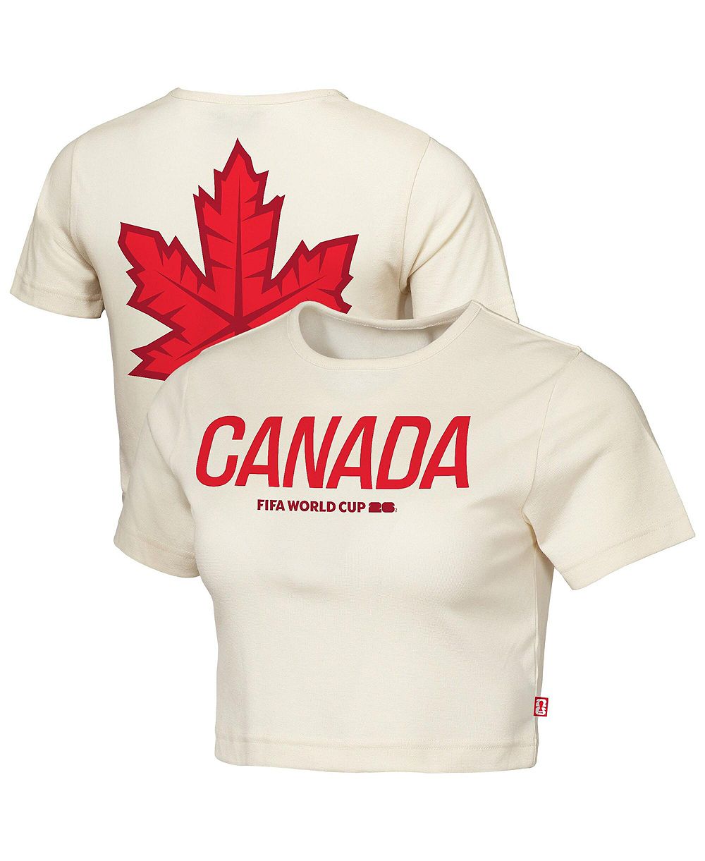 Женская футболка Outerstuff Natural Canada FIFA World Cup 2026 Elote Squad Cropped