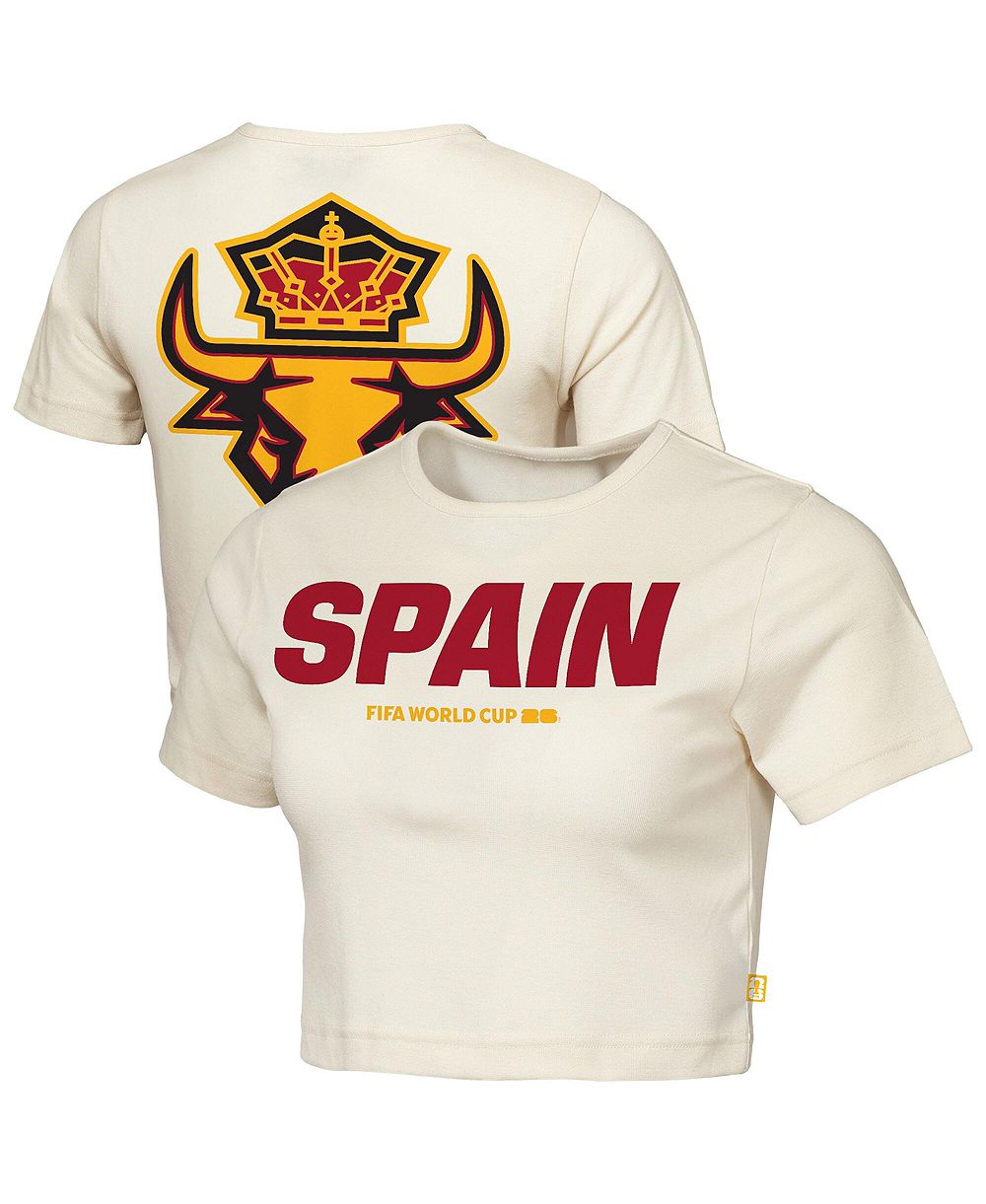 Outerstuff Women's Natural Spain FIFA World Cup 2026 Elote Squad Cropped T-Shirt
