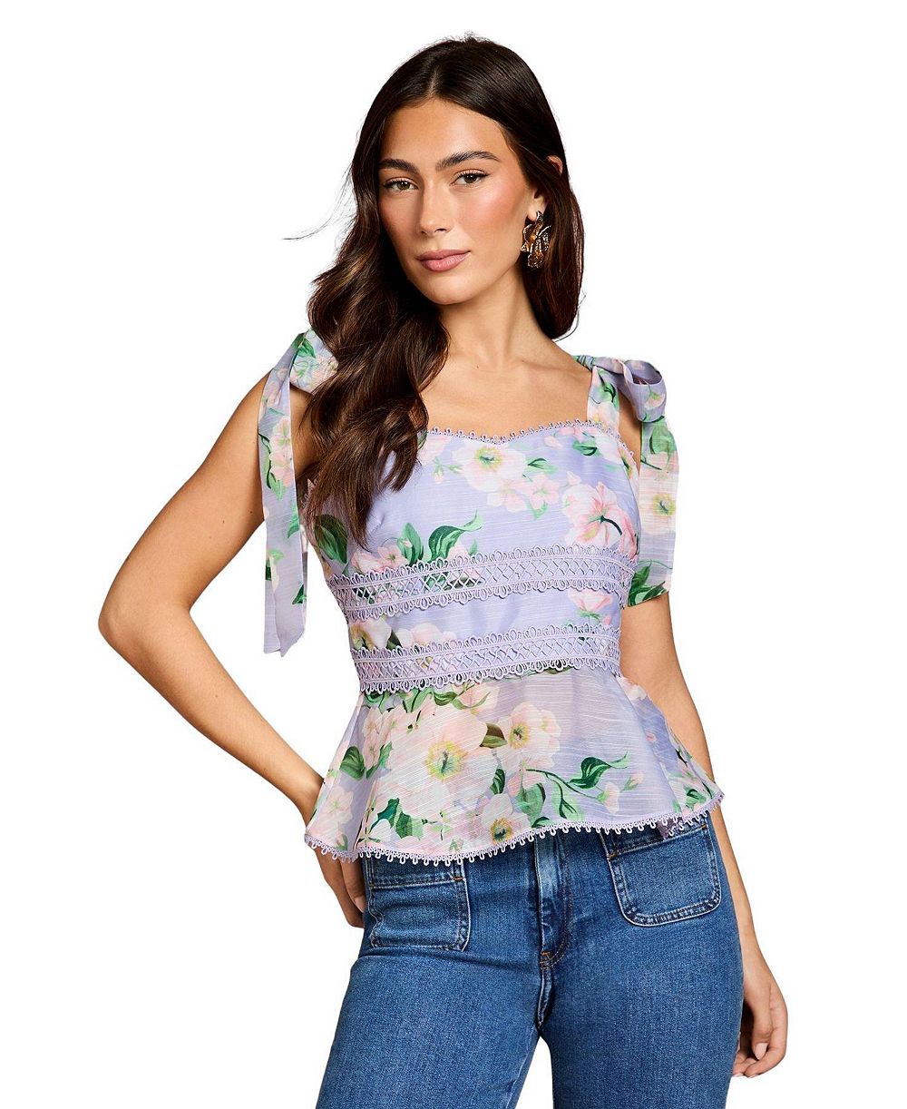 Coast Женский топ Peplum с квадратным вырезом и бантом на плечах