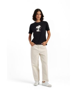 Chinti and Parker Women's Cotton Snoopy Embroidered T-Shirt
