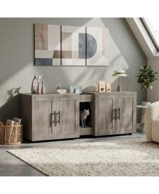 Загон для кошек homfan с двумя отсеками, деревянный шкаф-витрина, мебель для 2 кошек