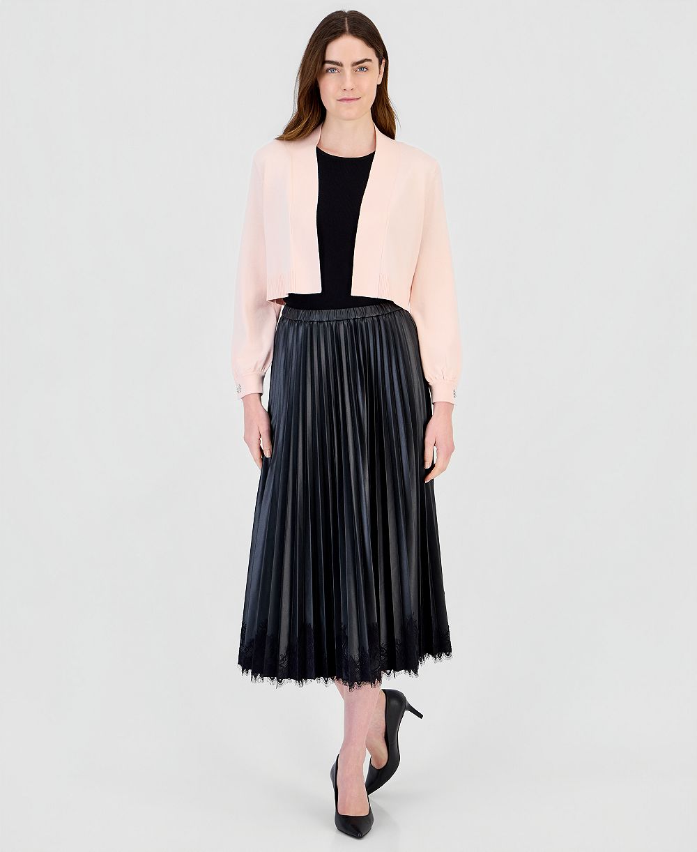 Anne Klein Women's Button Cuff Front Cropped Shrug