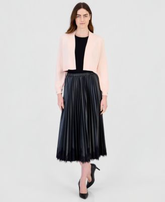 Anne Klein Women's Button Cuff Front Cropped Shrug
