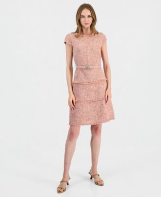 Anne Klein Women's Heritage Tweed Tiered Midi Dress