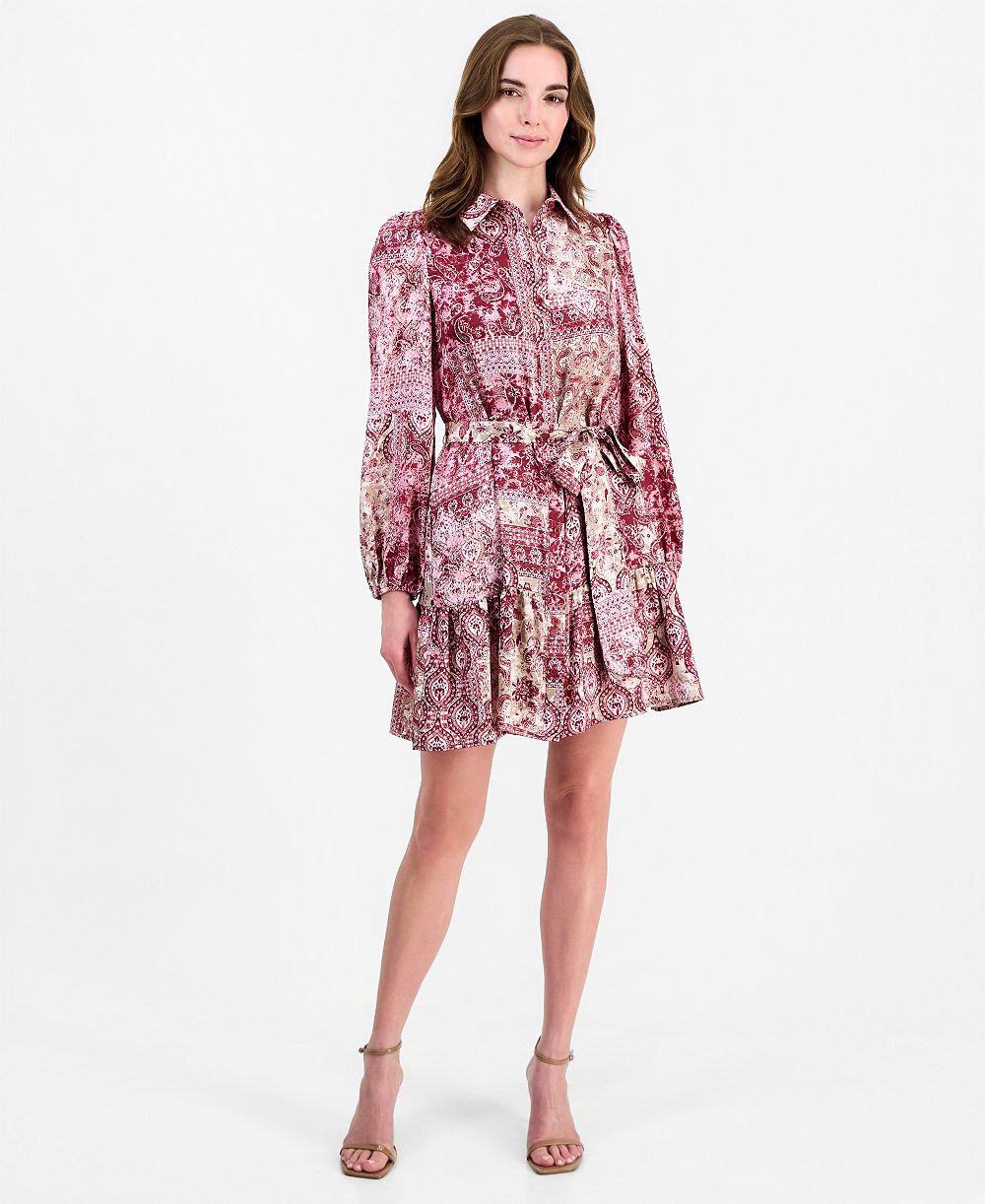 Anne Klein Женский многоярусное платье-рубашка с ремнем