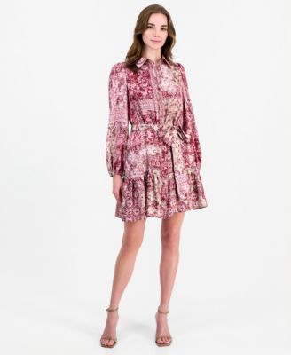 Anne Klein Women's Tiered Belted Shirt Dress