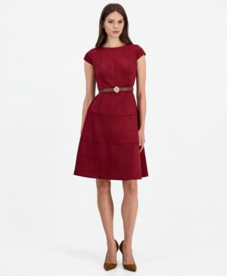 Anne Klein Women's Heritage A-Line Cap-Sleeve Tiered Midi Dress