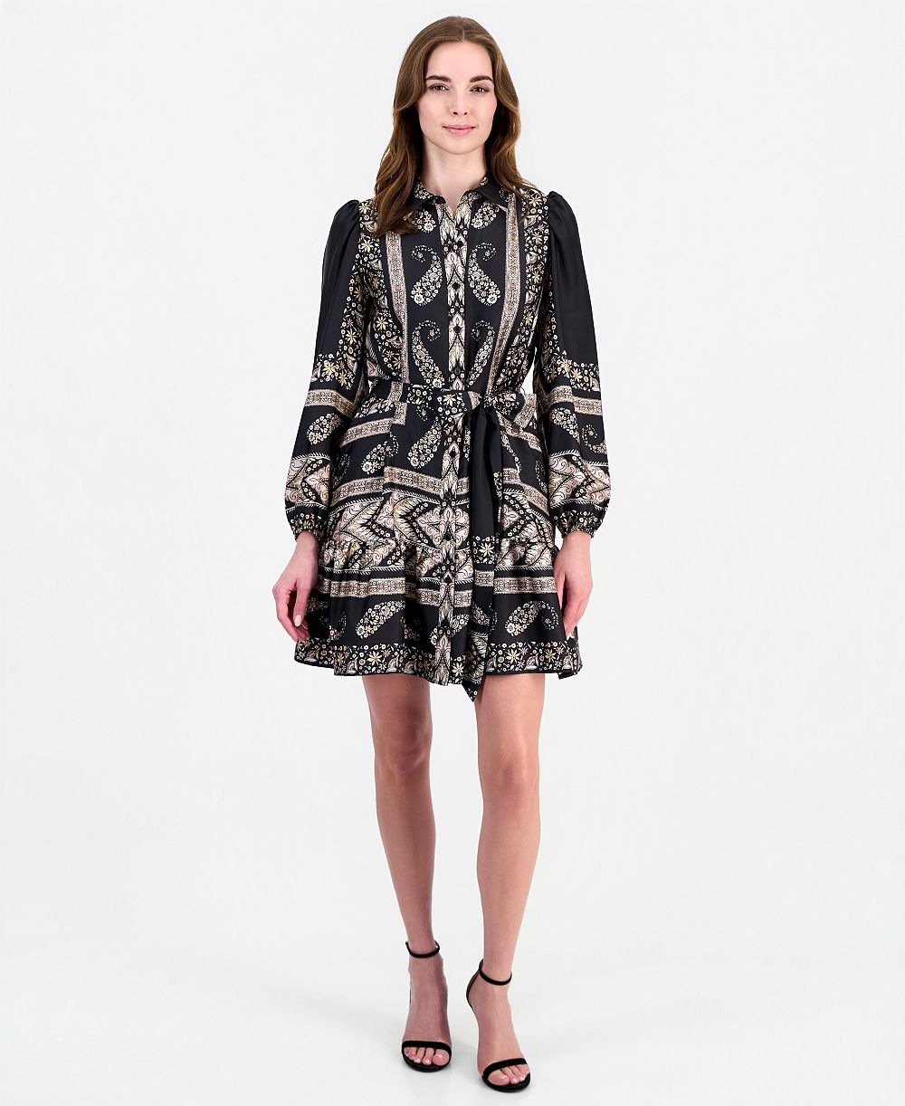 Anne Klein Женский длинный рукав многоярусное платье-рубашка