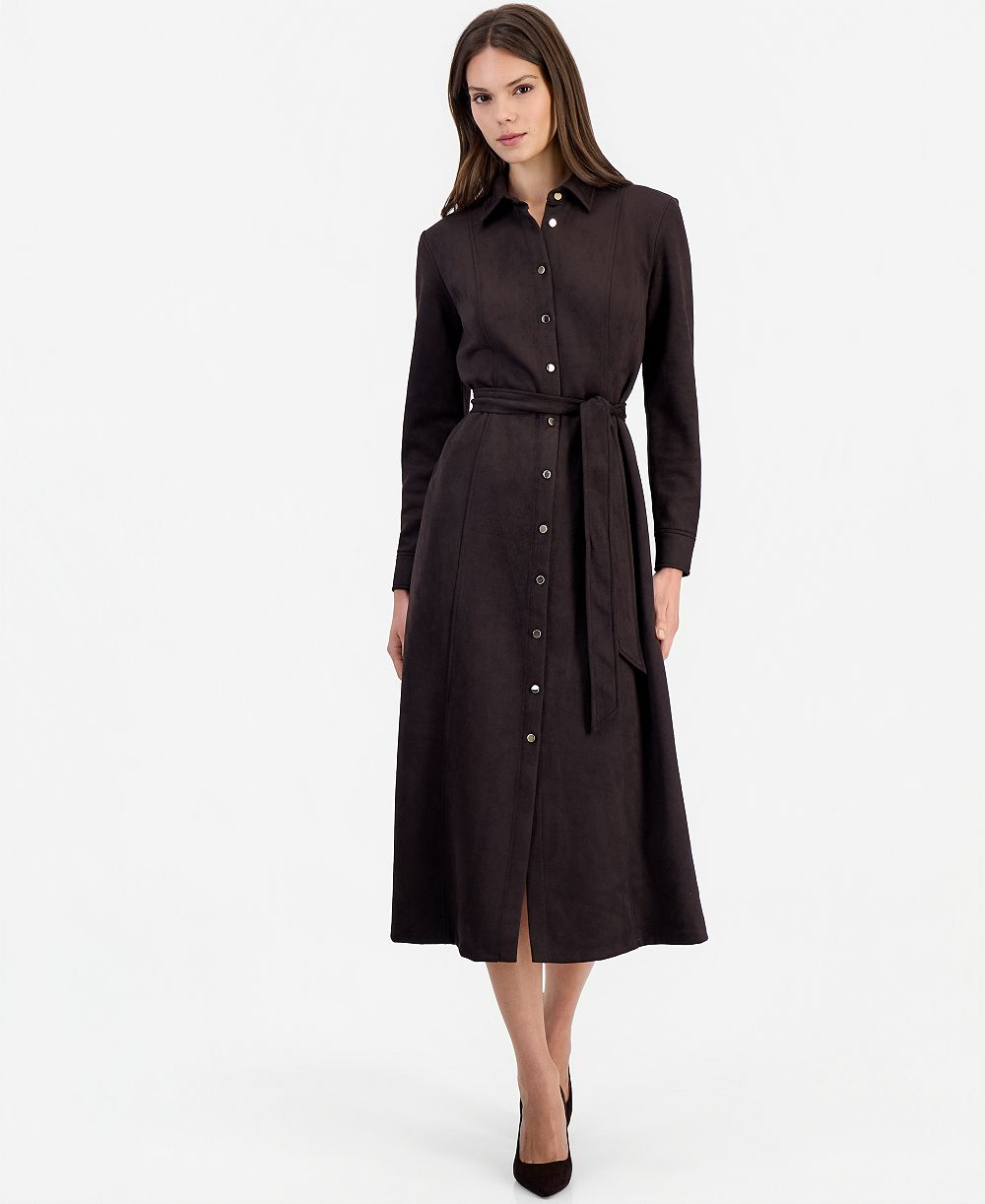 Anne Klein женское платье-рубашка миди с приталенным силуэтом и поясом с завязкой