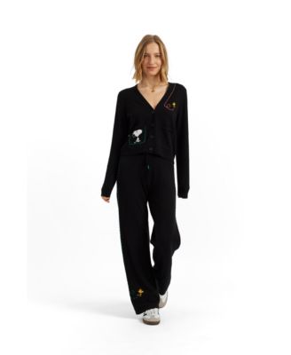 Chinti & Parker Women's Wool-Cashmere Peanuts Stripe Wide Leg Track Pants