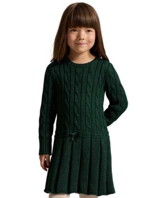 Polo Ralph Lauren Girls' 2T-6X Metallic Cable-Knit Cotton Sweater Dress