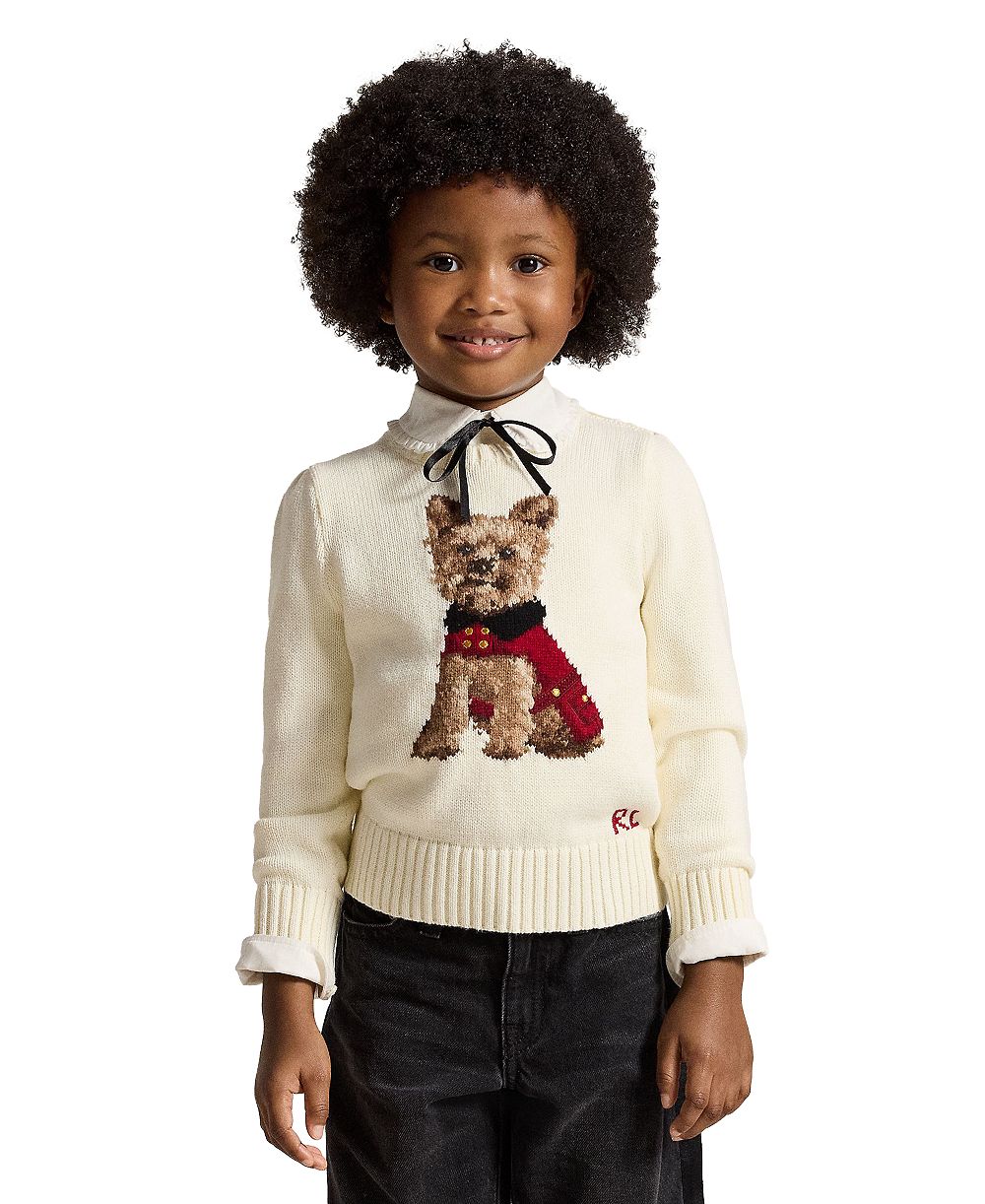 Polo Ralph Lauren Детский хлопковый свитер с собакой для девочек 2T-6X