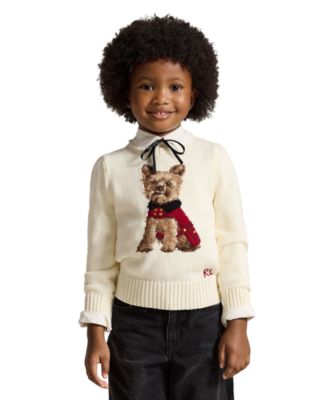 Polo Ralph Lauren Детский хлопковый свитер с собакой для девочек 2T-6X