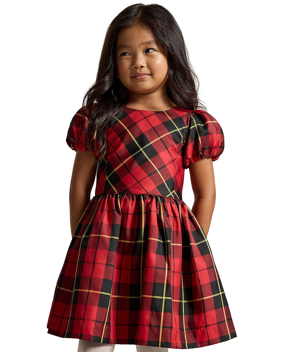 Polo Ralph Lauren Детское платье из тафты в клетку с коротким рукавом, размеры 2T-6X