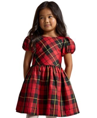 Polo Ralph Lauren Girls' 2T-6X Plaid Short-Sleeve Taffeta Dress