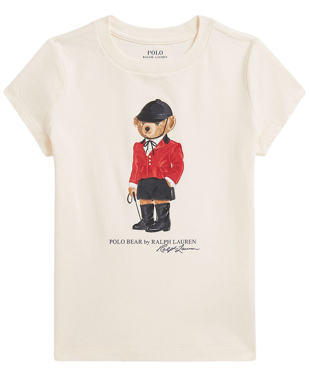 Детская хлопковая футболка Polo Ralph Lauren Girls' 2T-6X с медведем Polo