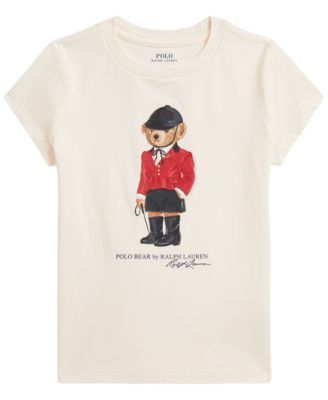 Детская хлопковая футболка Polo Ralph Lauren Girls' 2T-6X с медведем Polo