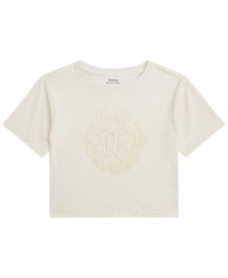 Polo Ralph Lauren Девочки 2T-6X круглый вырез коробчатая хлопковая футболка
