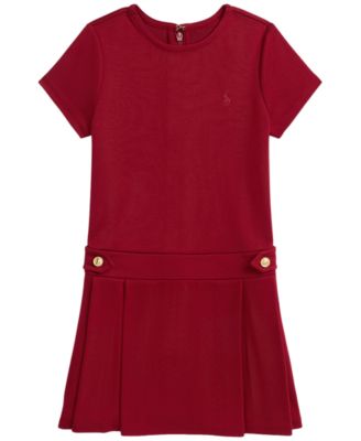 Polo Ralph Lauren Girls' 2T-6X Pleated Ponte Short-Sleeve Dress