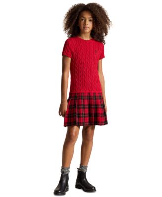 Polo Ralph Lauren Girls' 7-16 Plaid-Skirt Sweater Dress