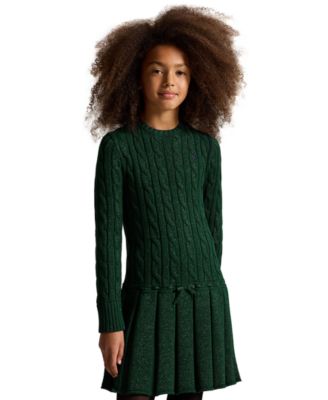 Polo Ralph Lauren Girls' 7-16 Metallic Cable-Knit Sweater Dress