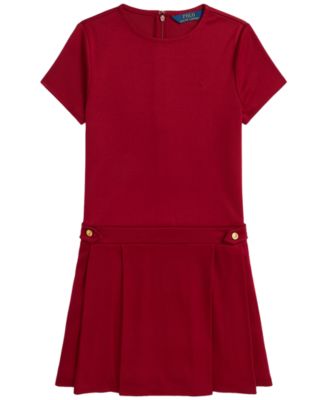 Polo Ralph Lauren Girls' 7-16 Pleated Ponte Short-Sleeve Dress