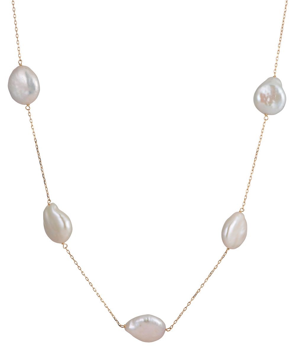 Ожерелье Belle de Mer Cultured Freshwater Pearl 13-14mm Baroque Station в 10k Yellow Gold