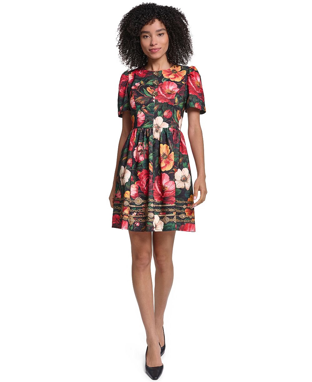 KARL LAGERFELD PARIS Женское миди-платье с принтом Damask Jaquard, крой Fit And Flare