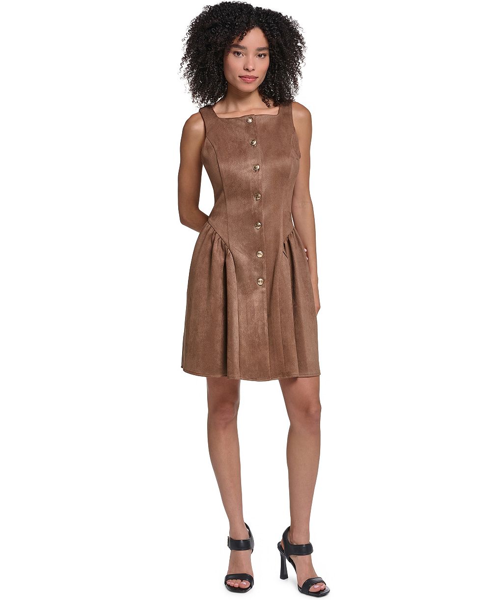 Платье midi KARL LAGERFELD PARIS Women's Faux Suede Fit And Flare