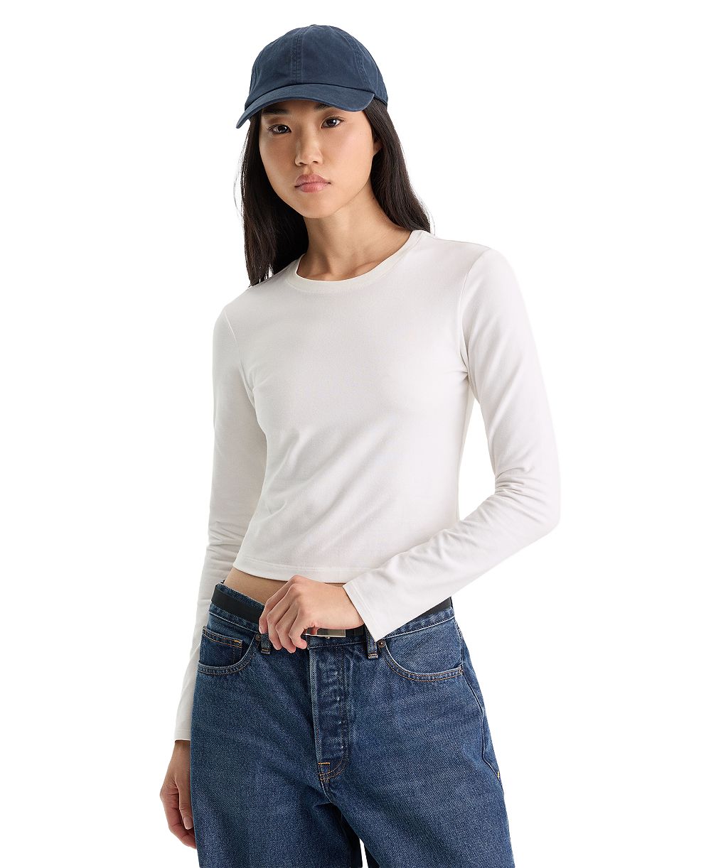 Good American Women's The Long Sleeve Baby Tee