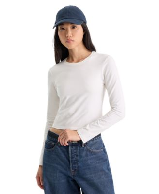 Good American Women's The Long Sleeve Baby Tee