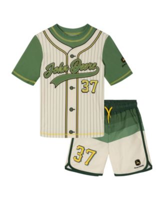 John Deere Boys Baseball Rash Guard and Swim Trunks Set