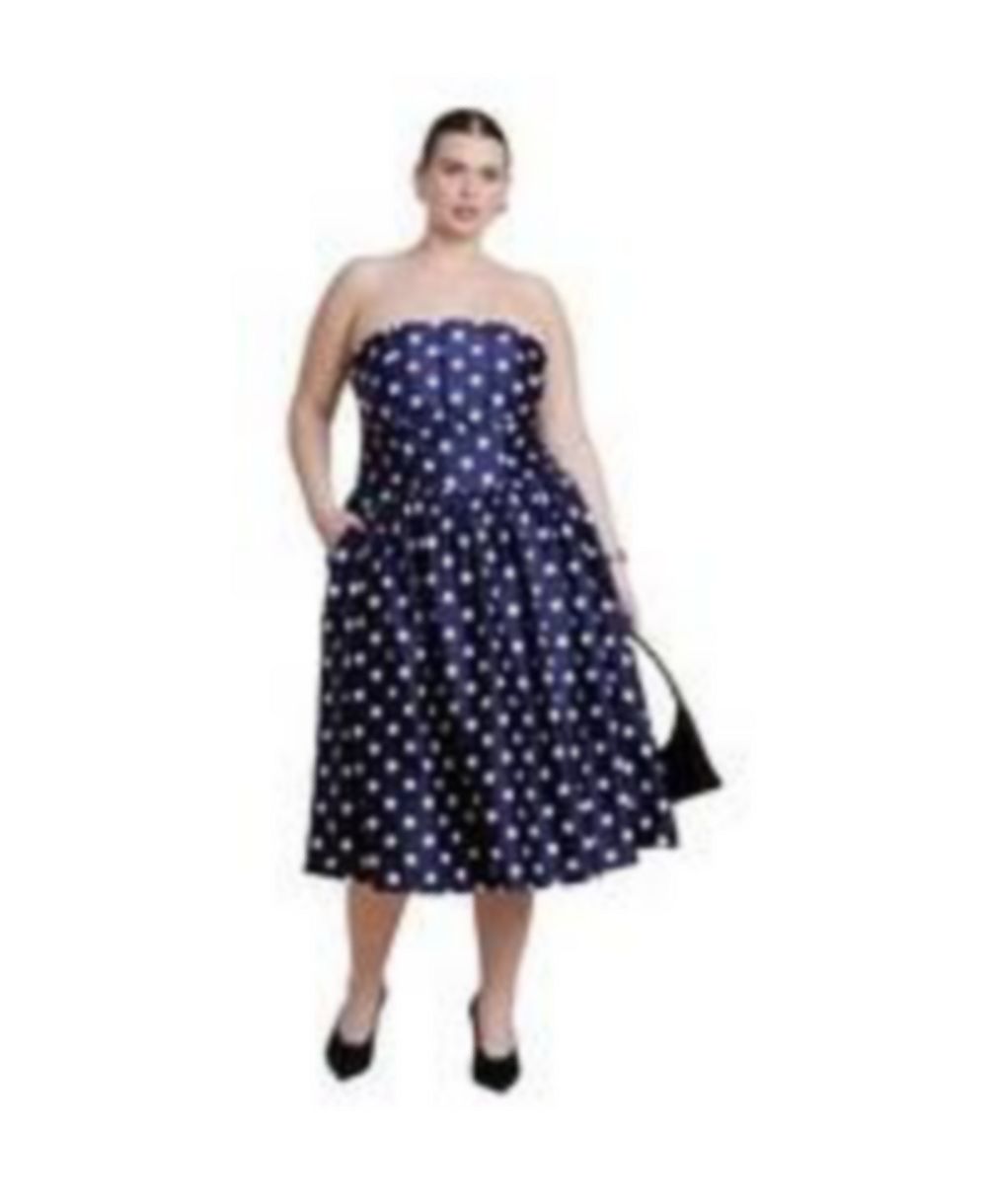 Женское миди-платье ELOQUII Strapless Polka Dot Flare