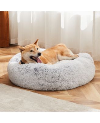ZENY Anti-Slip Round Fluffy Plush Faux Fur Cat Bed