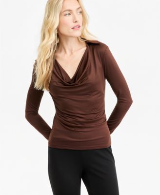 Bar III Women's Cowl-Neck Long-Sleeve Top, Macy's Exclusive