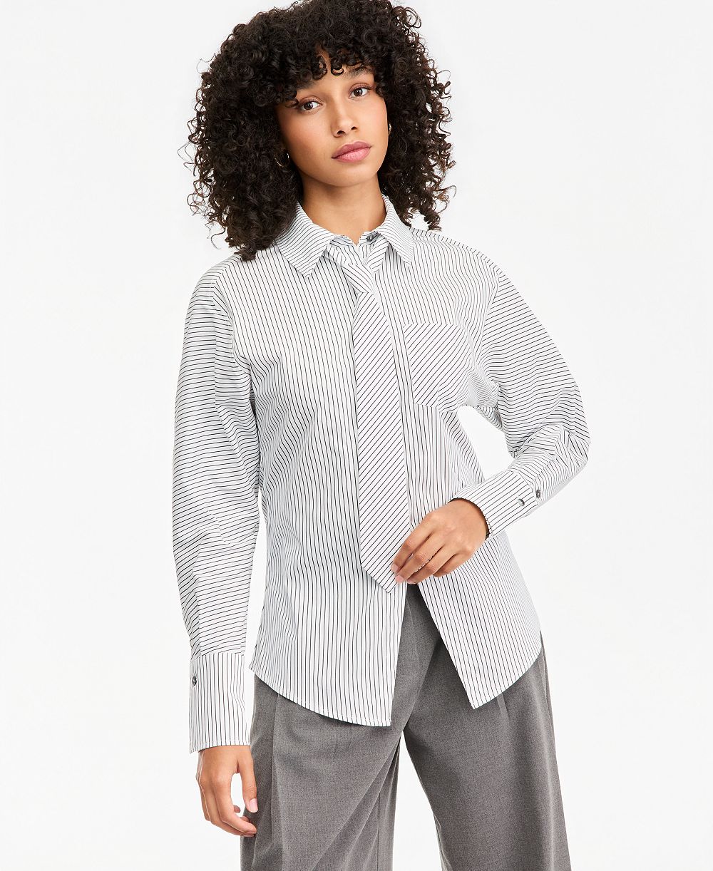 Bar III Women's Poplin Point-Collar Tie Shirt, Macy's Exclusive