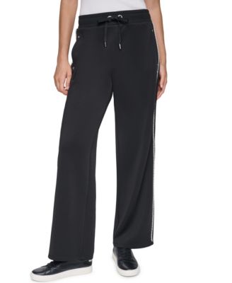 KARL LAGERFELD PARIS Women's Imitation Pearl Trim Drawstring Joggers