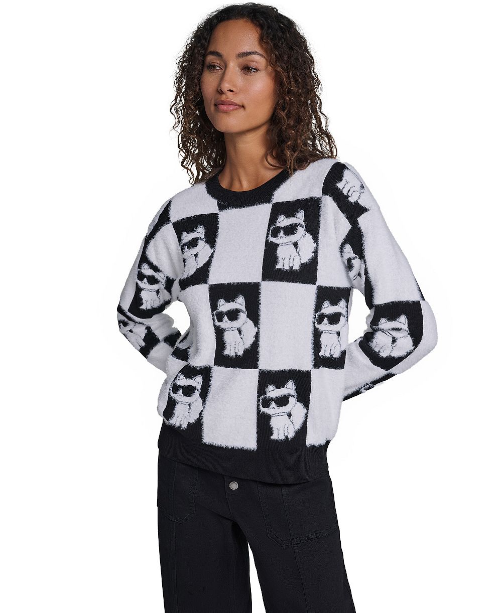 Женский свитер KARL LAGERFELD PARIS Choupette в клетку
