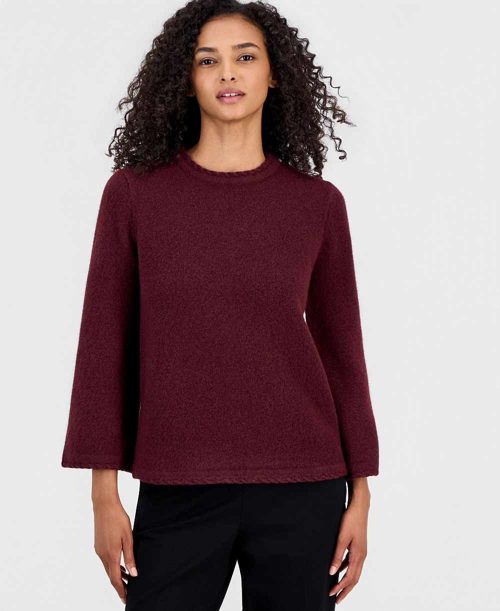 Anne Klein мини свитер с длинными рукавами-колокол и плетеной отделкой