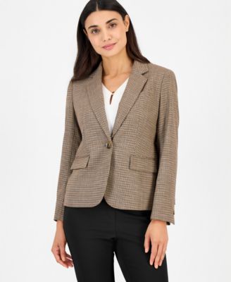 Женский жакет Anne Klein с клетчатым принтом и отложным воротником, размер Petite