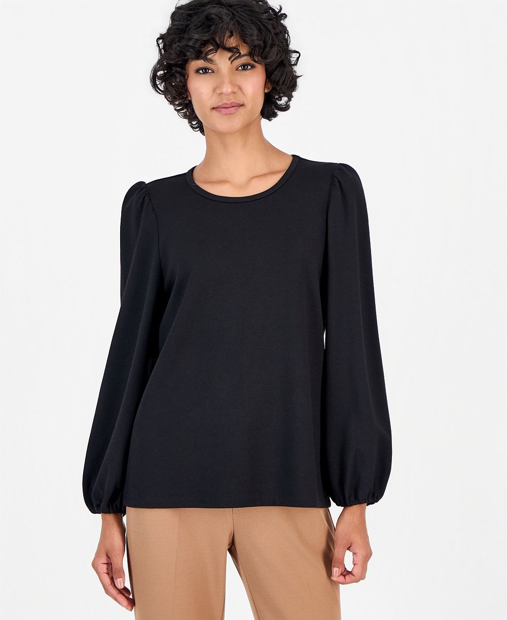 Anne Klein Essentials женская блузка с длинным рукавом и круглым вырезом, трикотаж, Petite