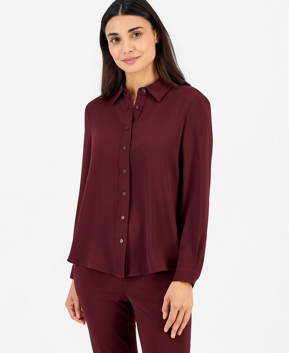 Женская блузка Anne Klein Essentials с длинным рукавом и асимметричным подолом, маленького размера