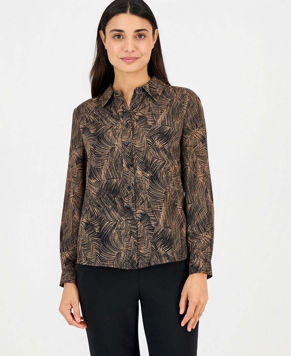 Anne Klein Essentials женская блузка с пуговицами и воротником, Petite