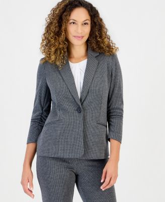 Anne Klein Essentials Women's Petite Scrunch-Sleeve Notch-Collar Blazer