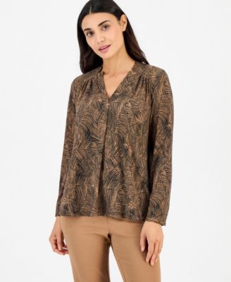 Женская блузка Anne Klein Essentials с длинным рукавом и разрезом на плече, размер Petite