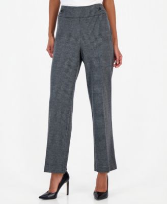 Anne Klein Essentials Брюки с широкими штанинами на резинке в мелкую клетку, размер Petite