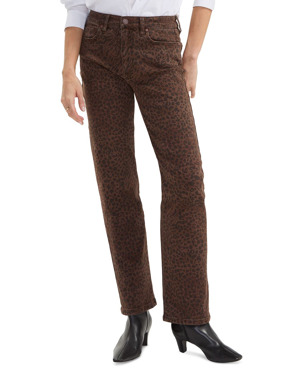 Liverpool Los Angeles Petite Kennedy Straight Leopard Print Straight-Leg Jeans
